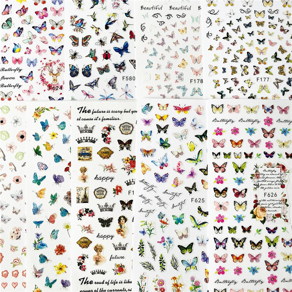 

F-580 F-626 Colorful butterfly Floating butterfly 3D Back glue Nail decal Nail sticker Nail decoration Nail art Nail ornament