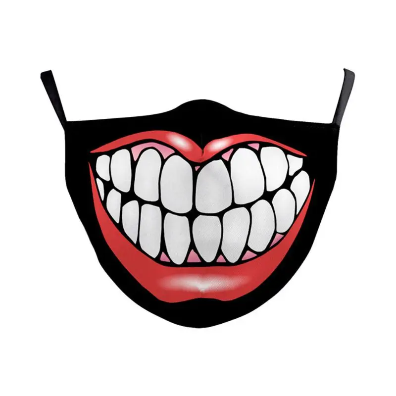 

5Pcs Cosplay Funny Dustproof Mouth Mask Smile Red Lips Digital Print Face Cover