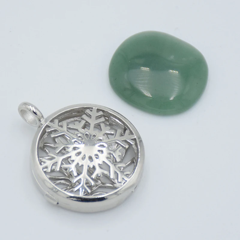 Круглый Снежный ажурный медальон Подвеска для ожерелья с натуральными камнями