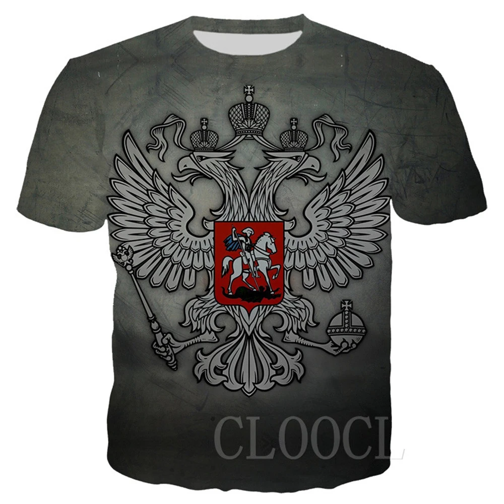 

CLOOCL Men T-shirt Russian National Emblem 3D Print Short Sleeve Retro Tee Shirts Women Fashion Harajuku Unisex Summer Tops
