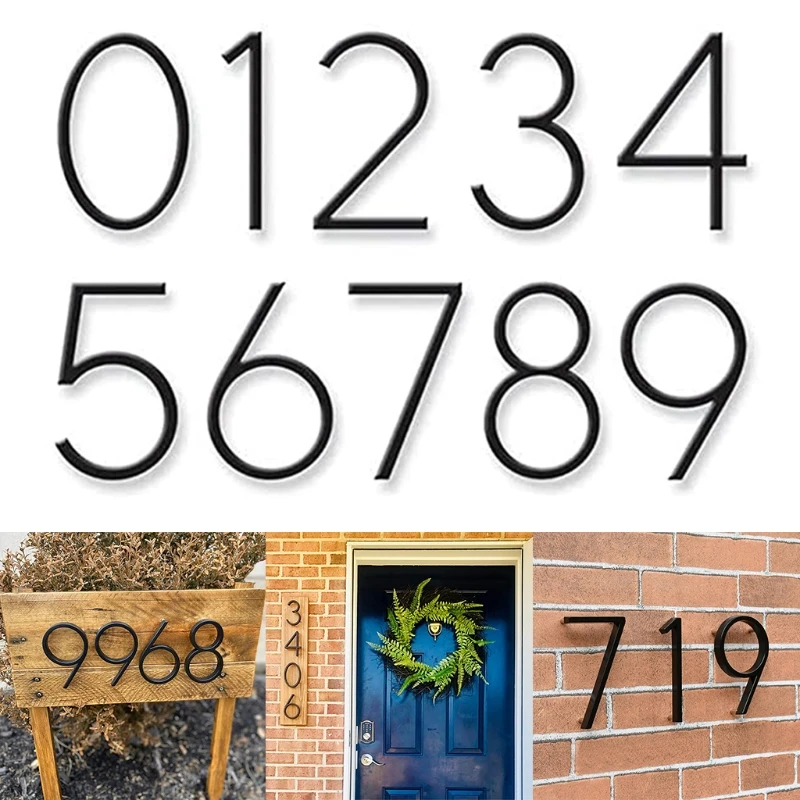 

Modern Floating Street Home Address Number Large Contemporary with Elegant and Sophisticated Brushed Finish 5 Inch Black