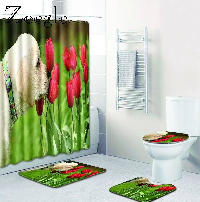 Набор ковриков для ванной Zeegle с принтом щенка коврик входа в туалет набор