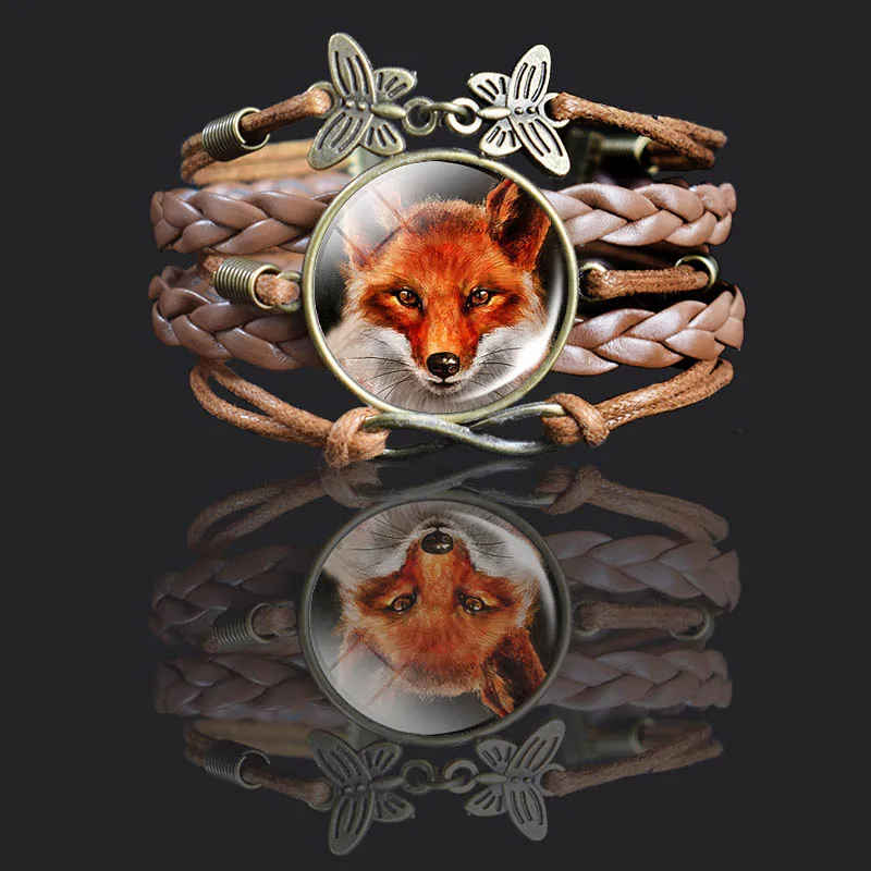 Браслет ручной работы с изображением милой лисы для женщин и мужчин подарки