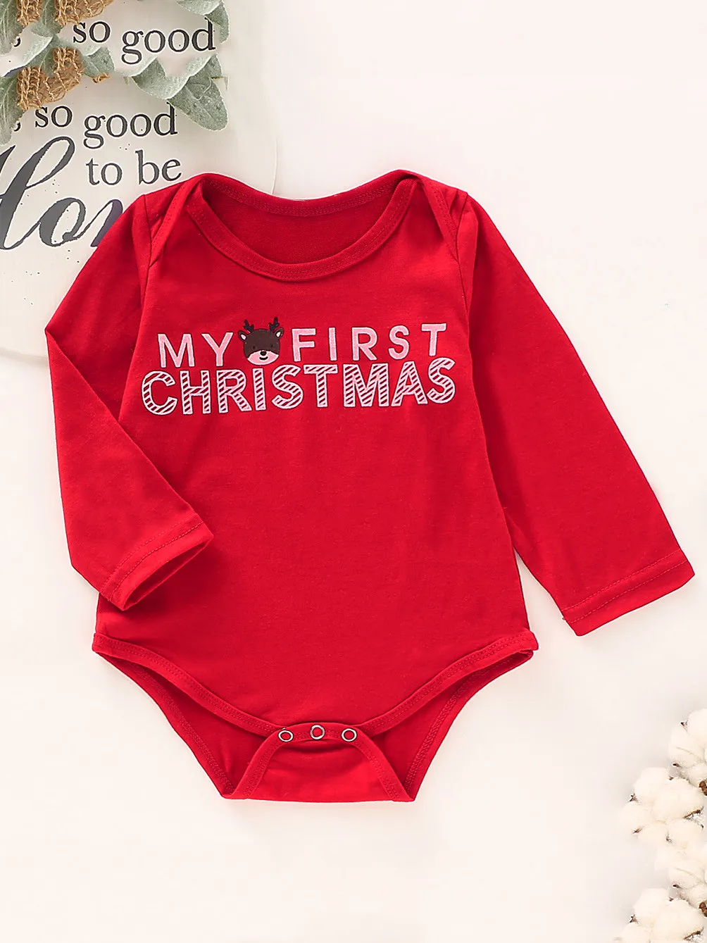 SAGACEbaby/Рождественский комбинезон с буквенным принтом для новорожденных футболка