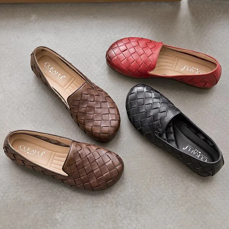 

Girls ins design vintage leather loafers for women's casual summer slip-on shoes 2021 new arrival