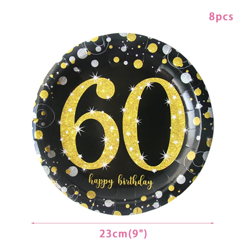 8pcs 9inch Plates 30 конфетти шарики ко дню рождения 40 50 60 лет День рождения украшение номер 30 взрослый золотой черный воздушный шар для вечеринки на день рождения - Цвет: 8pcs 9inch Plates