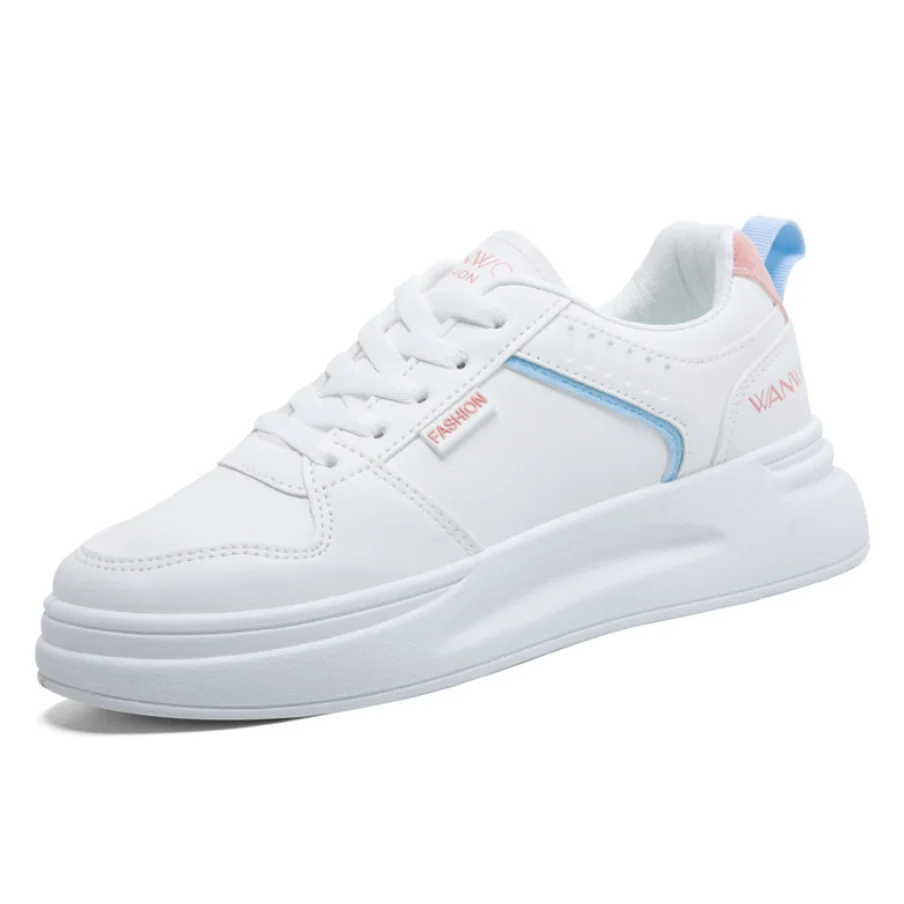 Женские кроссовки на плоской подошве белые кожаные женская обувь для бега