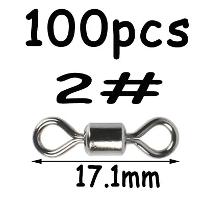 100pcs size 2 100 шт. черный 8 Форма Вращающийся шарнир для рыбалки поворотный крюк с защелкой соединитель двойное твердое кольцо рыболовный аксессуар Клеммная Снасть - Цвет: 100pcs size 2