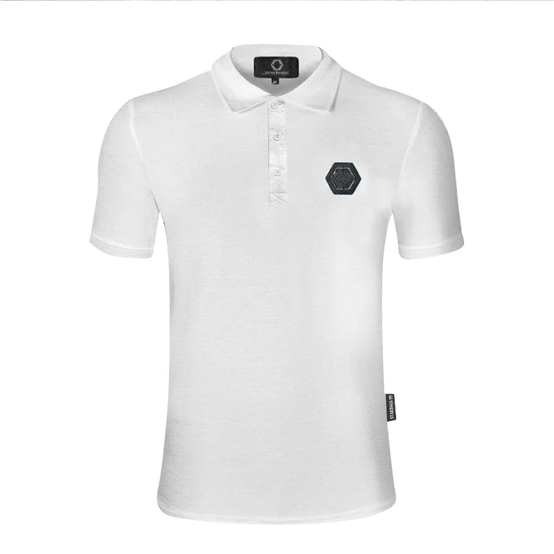 sleeve PP Original short men's lapel collar T-shirt business leisure high quality hot drill skull 2020 new product | Мужская одежда