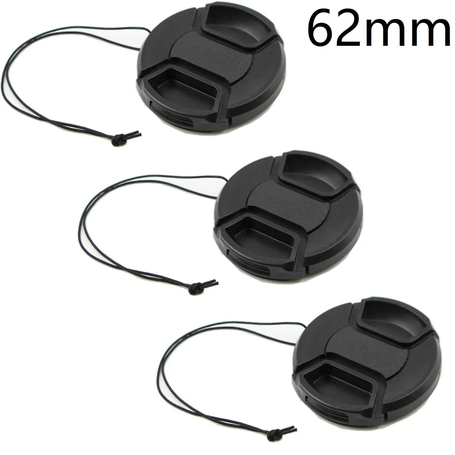 

3-Pack 62mm Front Lens Cap For Canon, Nikon & Other All with 62mm Filter Thread