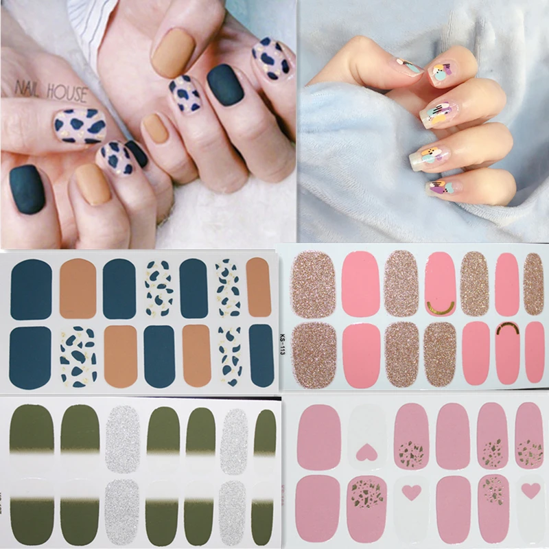 14 насадок для ногтевого дизайна самодельные наклейки с полным покрытием