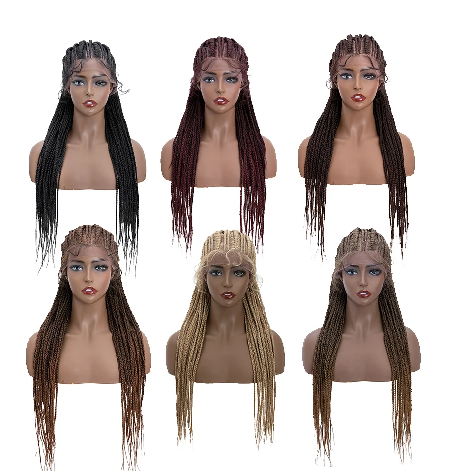 My-Lady 25inches Synthetic Lace Front Wig Cornrow Braids Black Long For Afro Woman Daily Frontal Headband Braided Wigs Baby Hair