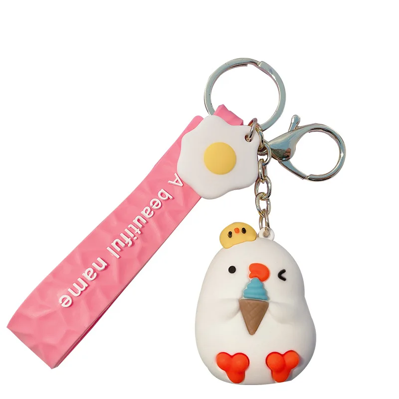 

Kawaii Chicken Keychain Cartoon Funny Doll Couple's Car Key Chain Accessories Trinket Women Bag Charm Jewelry Keyring Best Gift