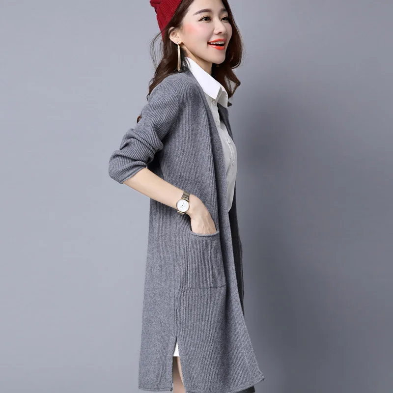 Женский кардиган женский корейский длинный свитер вязаный вязаные крючком