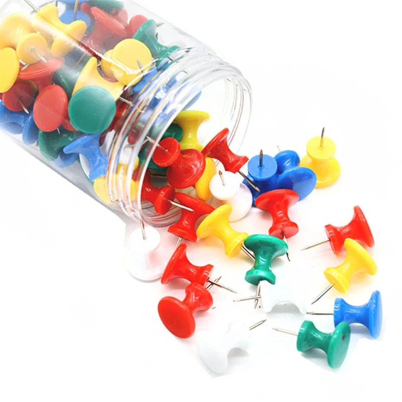 

60pcs Big I-shaped Pushpins Map Colorful Pushpin for School Office Message Board