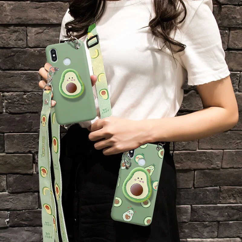 

Phone Holder Case for Xiaomi Redmi Note 10 9 8 7 6 Pro 9S 9A 8T 8A 7A 6A Mi 11T Pro Mi 10T lite Avocado Shoulder Lanyard Cover