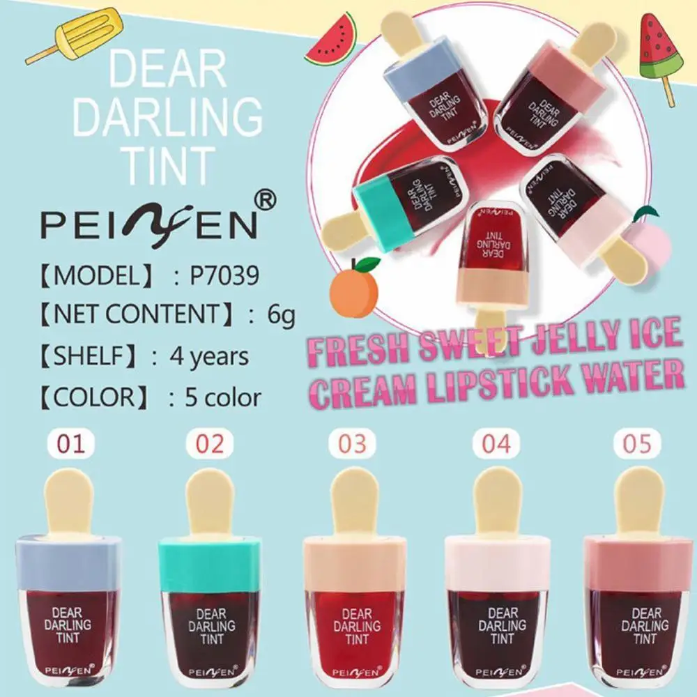 

5pcs/set Korean Style Cute Ice Cream Lip Tint Makeup Lasting Lip Lipstick Moisturizing gloss Liquid Cosmetic Lipgloss Water N5I3