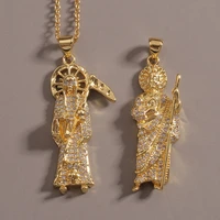personality jesus death pendant full zircon jesus necklace hip hop jewelry men women gold chain fashion accessories party gifts