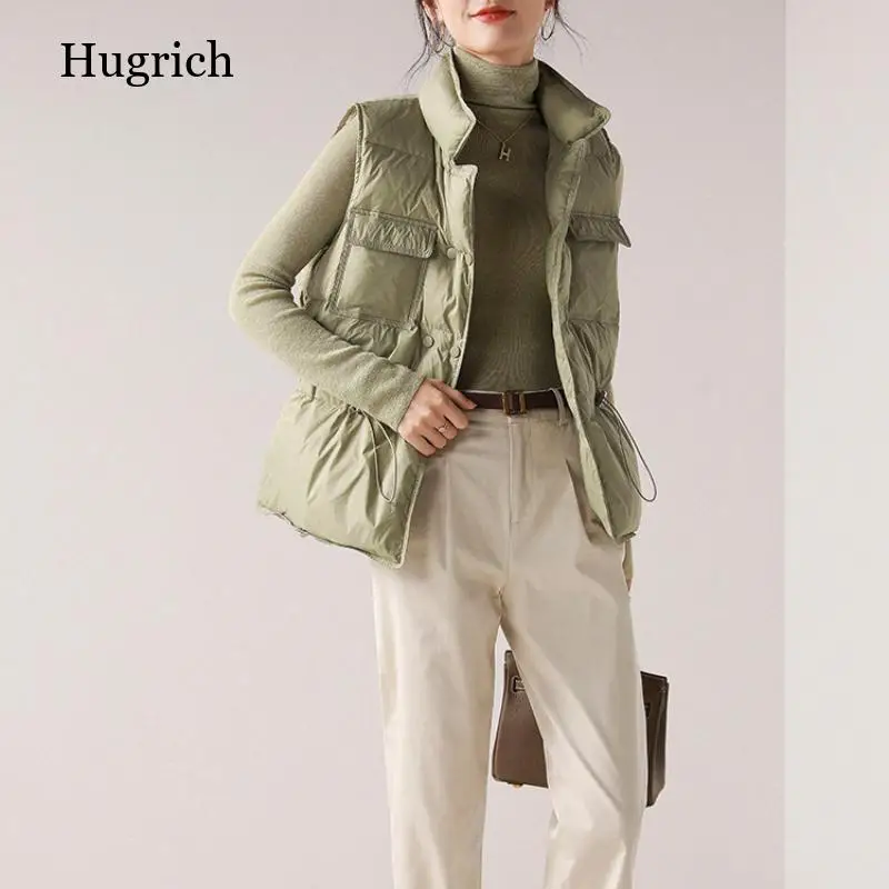 Женский пуховой жилет куртка без рукавов теплая на белом утином пуху модная