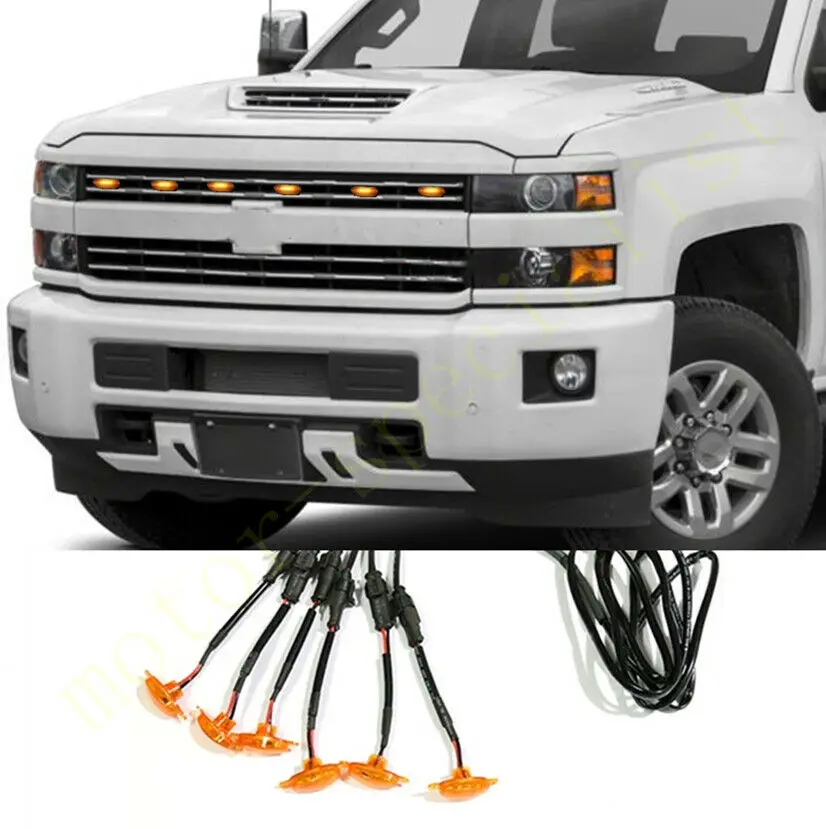 

Fit For Chevrolet Silverado 3500 HD 2015-19 LED Front bumper Grille LED Yellow Light Raptor Style Light Kit Decor W/ Wire Speed