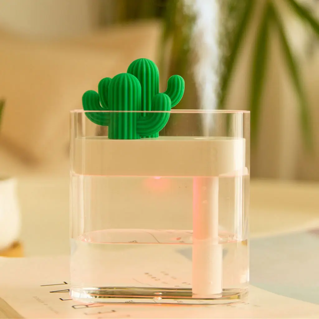 

40ml/h Home Office Green Cactus LED Aroma Essential Oil Diffuser Humidifier