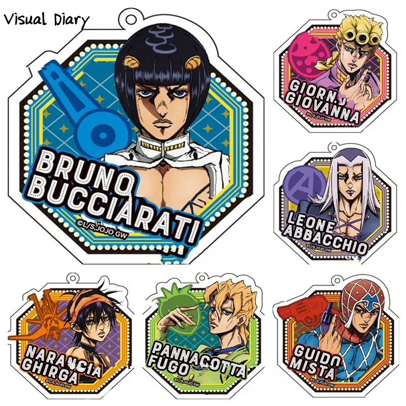 

Anime JoJo Bizarre Adventure Keychain Acrylic Man Car Key Ring Cute Bag Pendant Cartoon for Women Accessories Friends Gift Hot