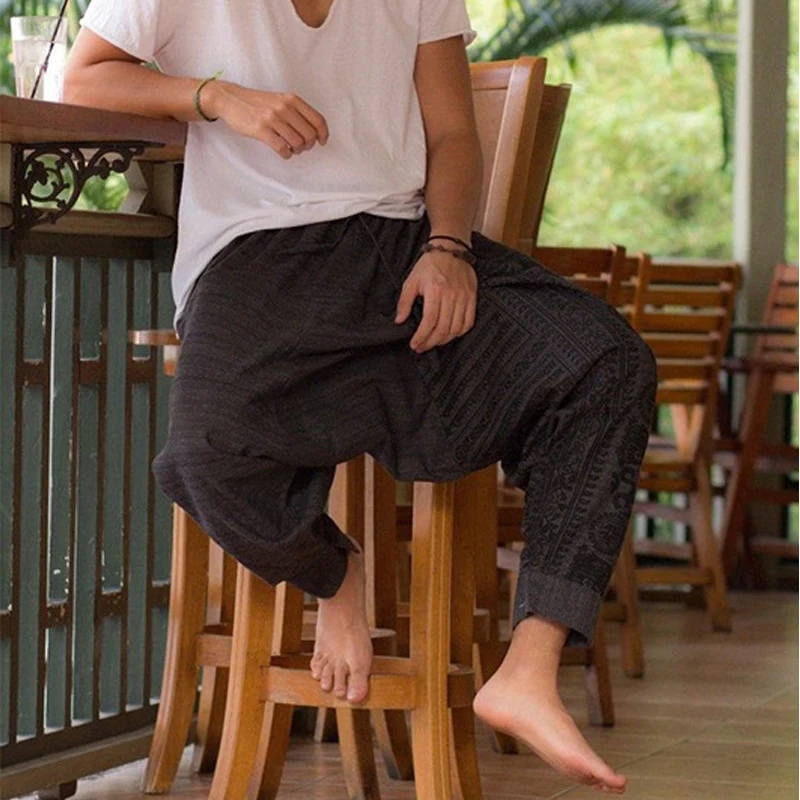 Мужские женские средневековые викингские пиратские широкие брюки Шаровары Индийские Пакистанские повседневные брюки Таиланд Хиппи Висячие широкие брюки.