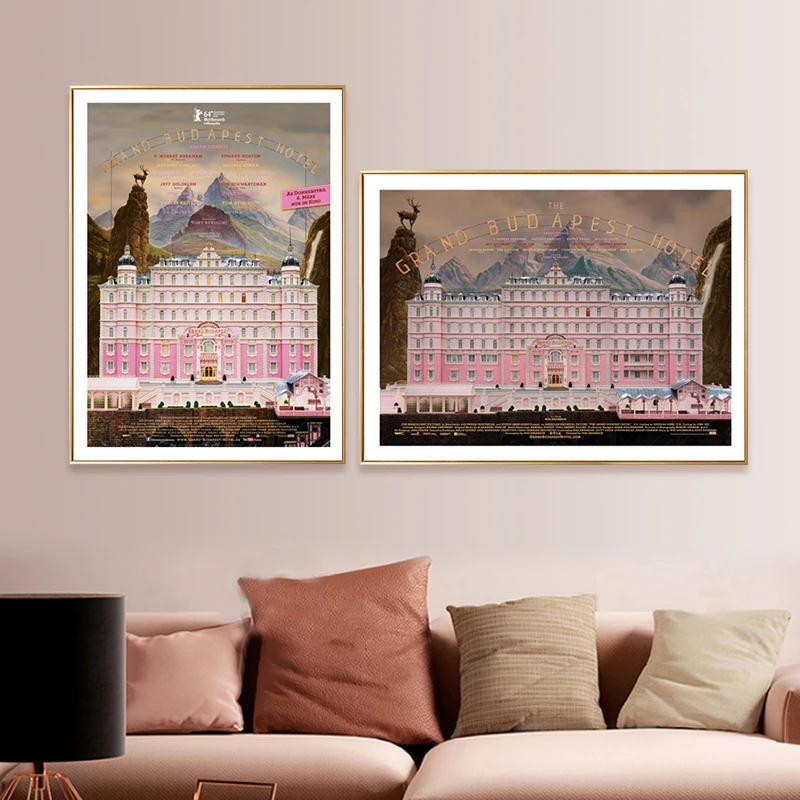 

Budapest Movie poster Canvas Painting Retro Pink Castle Wall Art Print for livingroom bed Room Home Decor Wall Picture