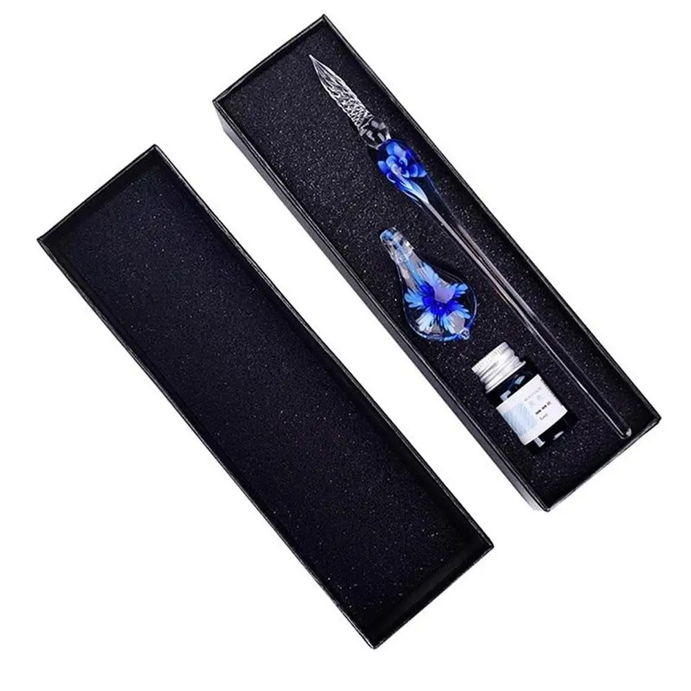 

Стеклянная Ручка Dip-ручка с искусственными кристаллами чернила Подпись внутри цветок для письма художественный Декор подарок