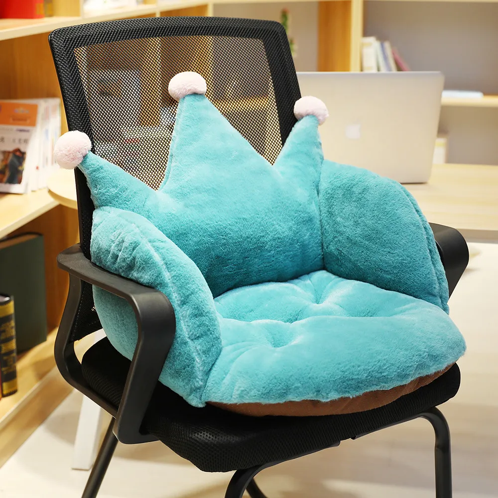 

55cmCrown Shaped Plush Pillow Bunny Fur Soft Stuffed Seat Cushion Sofa Chair Back Rest Home Decoration Gift