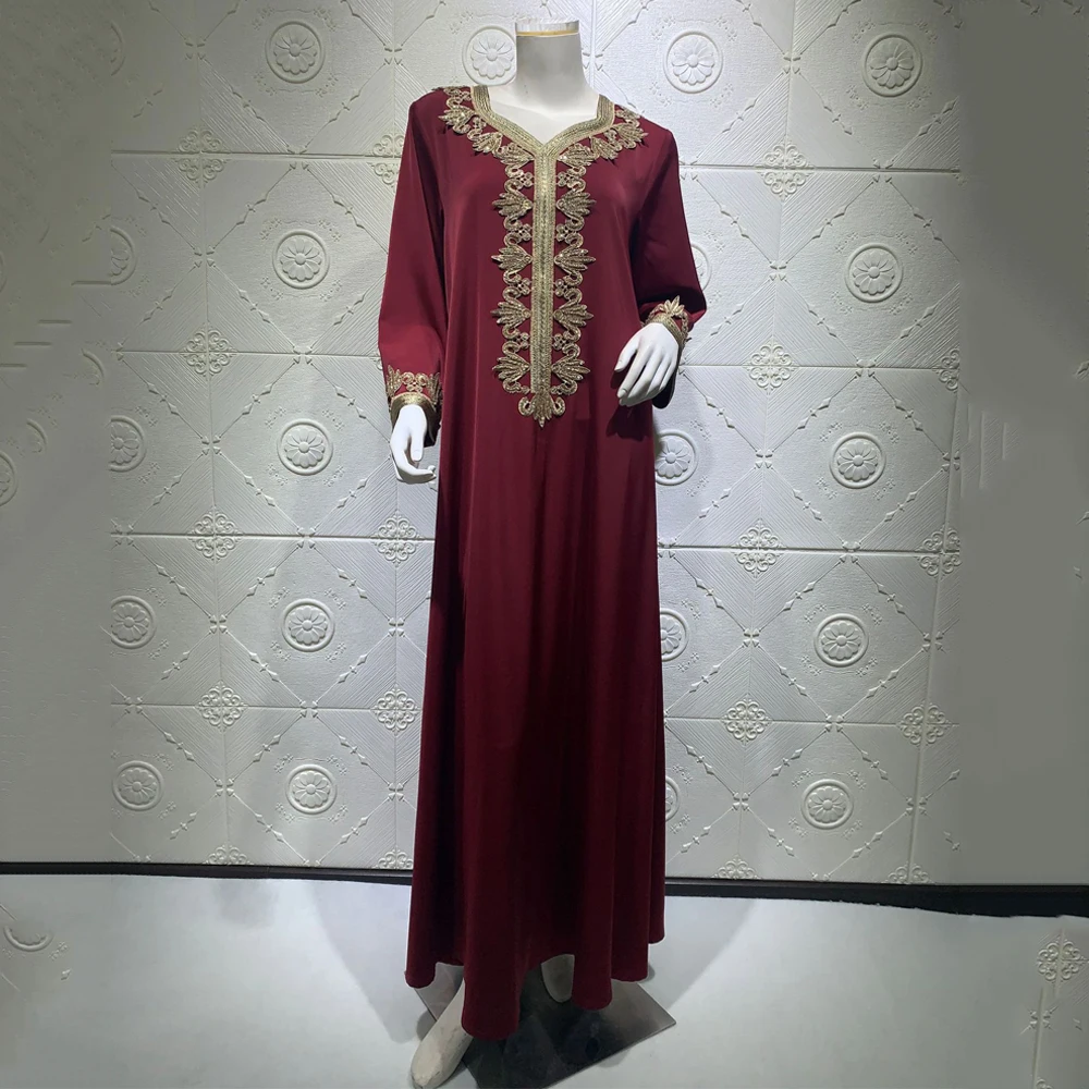 Eid Mubarak Abaya Дубай мусульманское женское платье Djellaba Boubou с длинным рукавом турецкий
