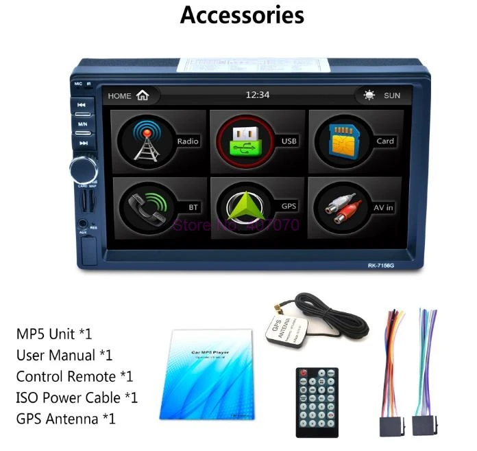 Через DHL или Fedex 5 шт. 2DIN 7 дюймов Автомобильный медиаплеер Bluetooth GPS навигация