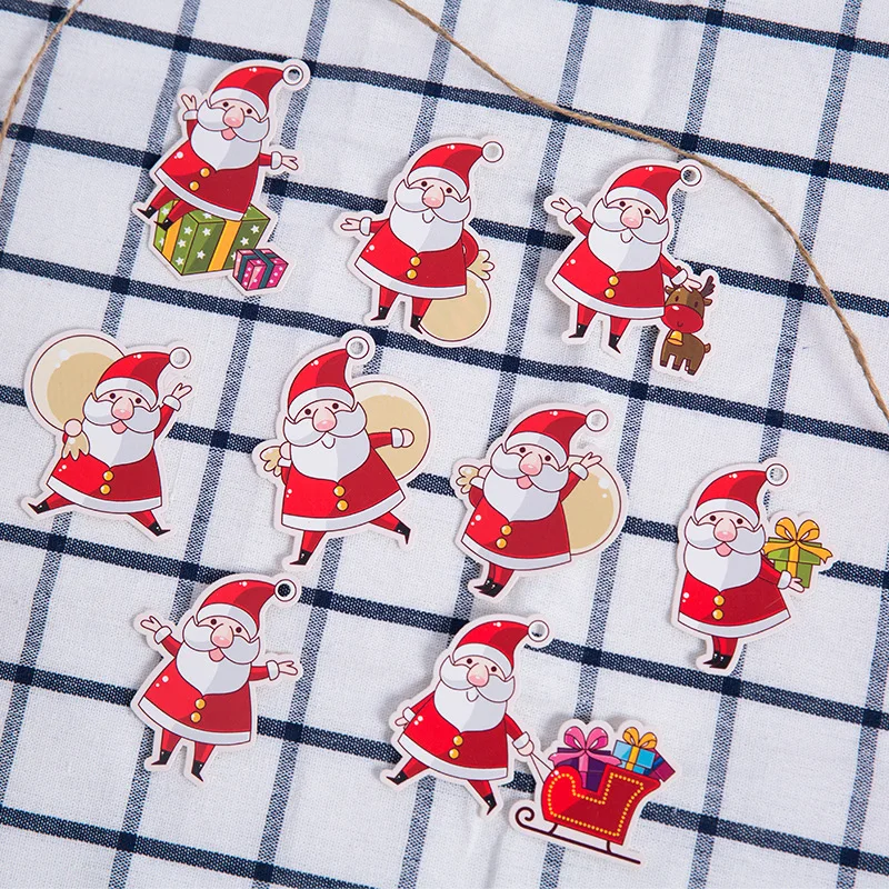 

90Pcs Cute Cartoon Christmas Paperboard Hangtags Santa Claus Label Tag Hanging Pendant Ornaments Christmas Decorations For Home
