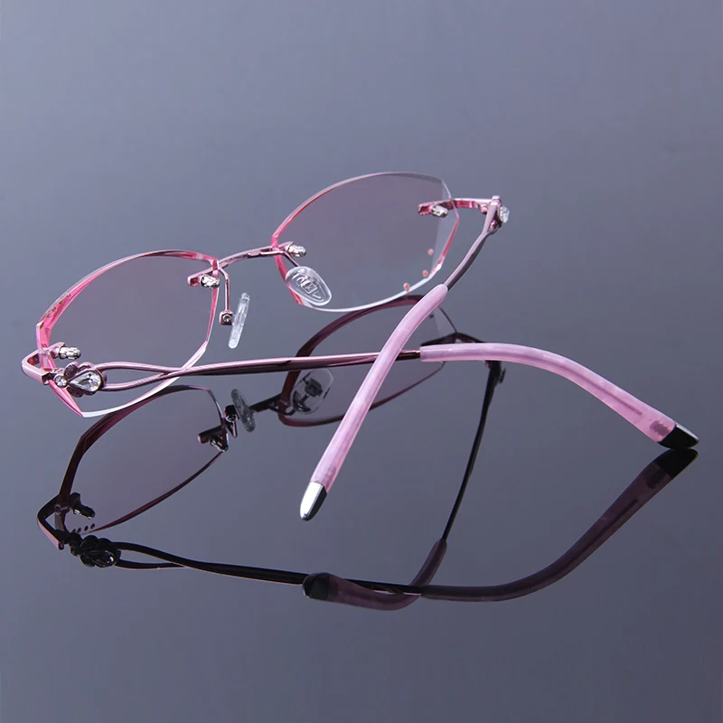 Очки для чтения женские фиолетовые розовые без оправы дальнозоркости Q2610 |