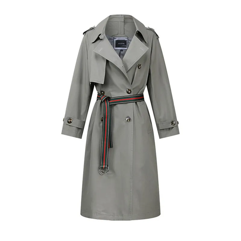 

New Arrival Autumn Trench Coat Women fashion style X-Long Cotton Coat Loose clothing with belt woman clothes