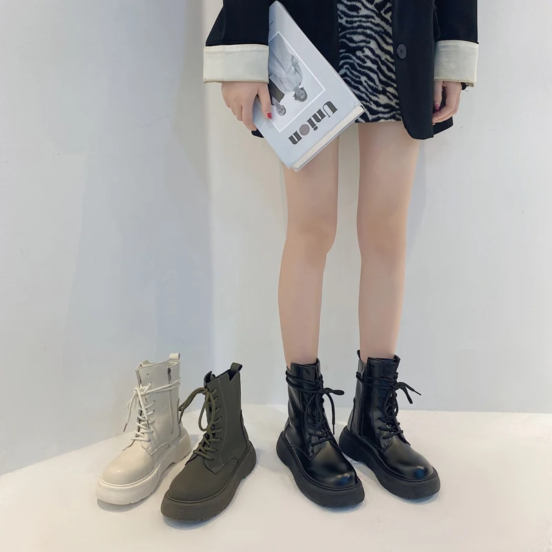 

Женские ботинки челси с круглым носком, белые сапоги до середины икры из хлопчатобумажной ткани, на резиновой подошве, в стиле «Лолита рок», ...