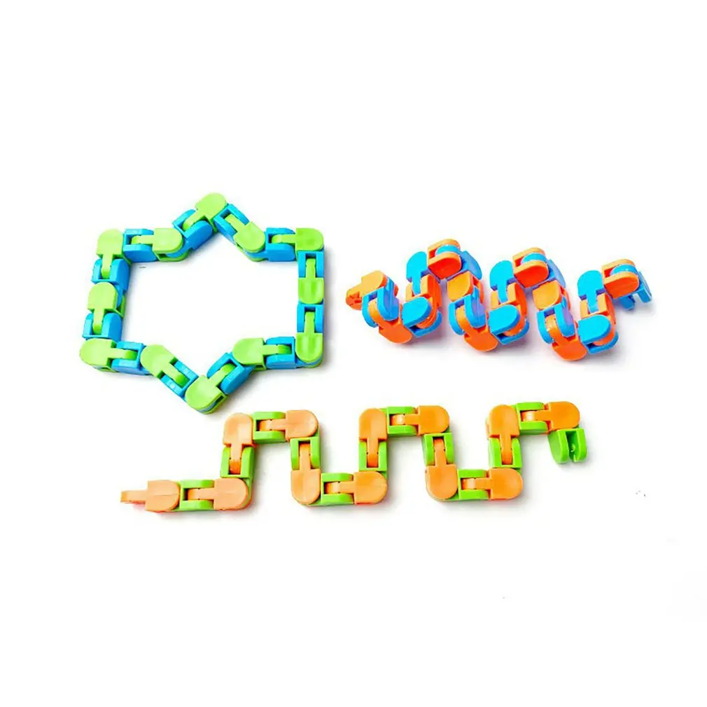 

1pc Fidget Toys Colorful Puzzle Sensory Stress Relief Rotate And Shape 24 Bit Decompression Wack Tracks Chain Squeeze Toys Funny