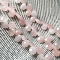 natural stone faceted water drop shape loose beads rose quartzs crystal string bead for jewelry making diy bracelet necklace