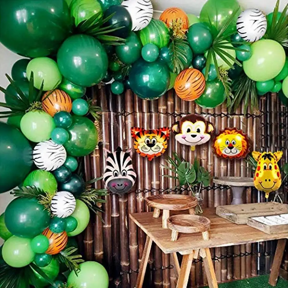 Kit de guirnalda de globos de animales con tem&aacute;tica de jungla y Safari, suministros de fiesta, adornos para fiesta de cumplea&ntilde;os de ni&ntilde;os y Baby Shower, 106 piezas-0