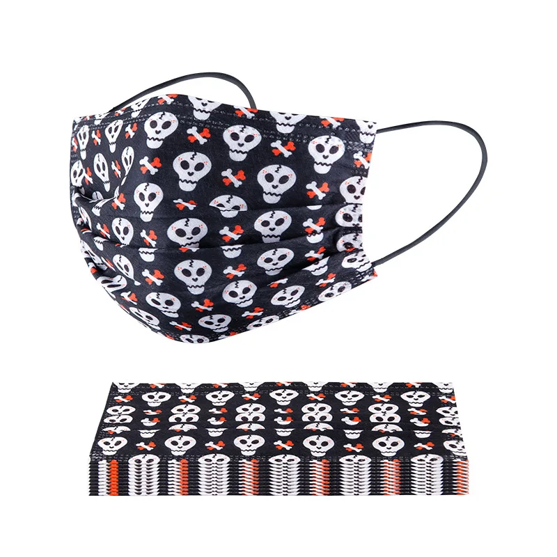 Маска с принтом черепа для взрослых одноразовая 3 слоя 10 шт. | Тематическая одежда