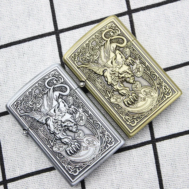 Butane Gas Lighter Retro Windproof Lighter Straight Inflatable Adjustable Flame Lighter Cigarette Smoking Accessories for Man