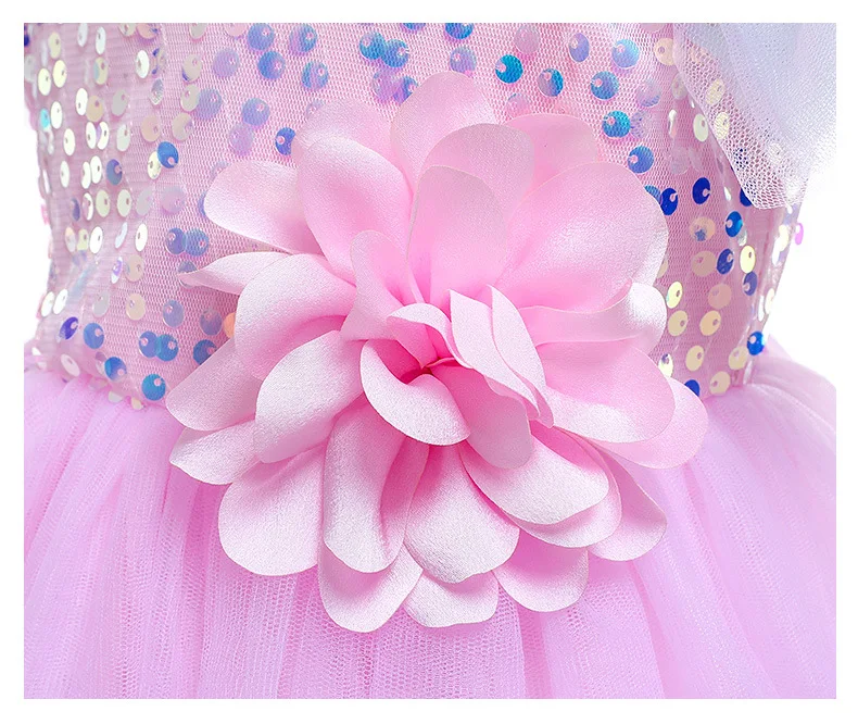 Детское фатиновое платье с блестками Радужное милое бальное принцессы наряды