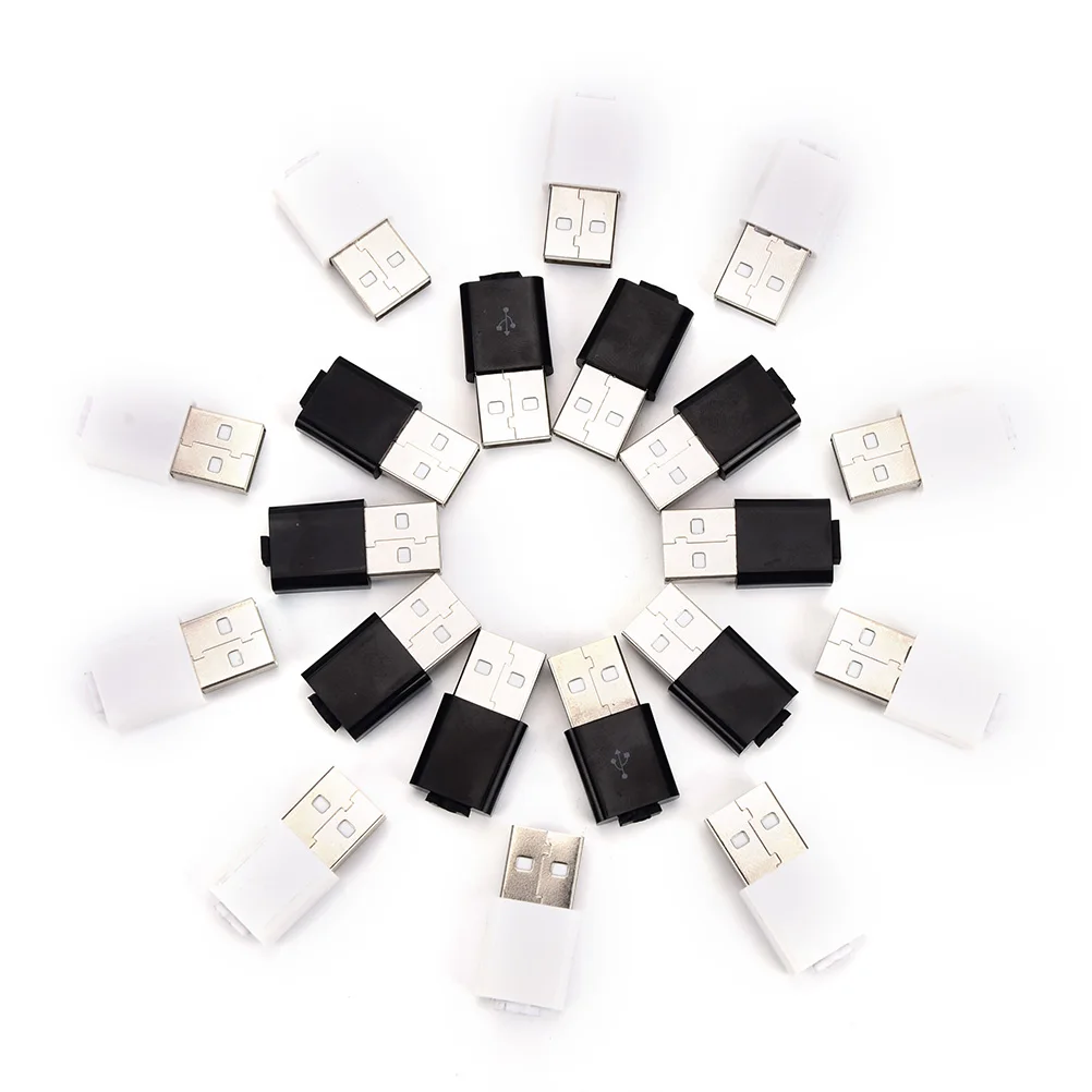 

High Quality 10pcs/lot DIY USB Male Assembly Adapter Connector Plug Socket white black color New Sale