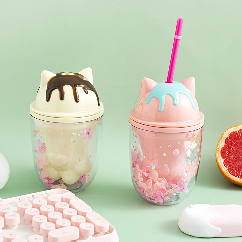 Бутылка для воды симпатичная индивидуальная пластиковая чашка с кошачьими