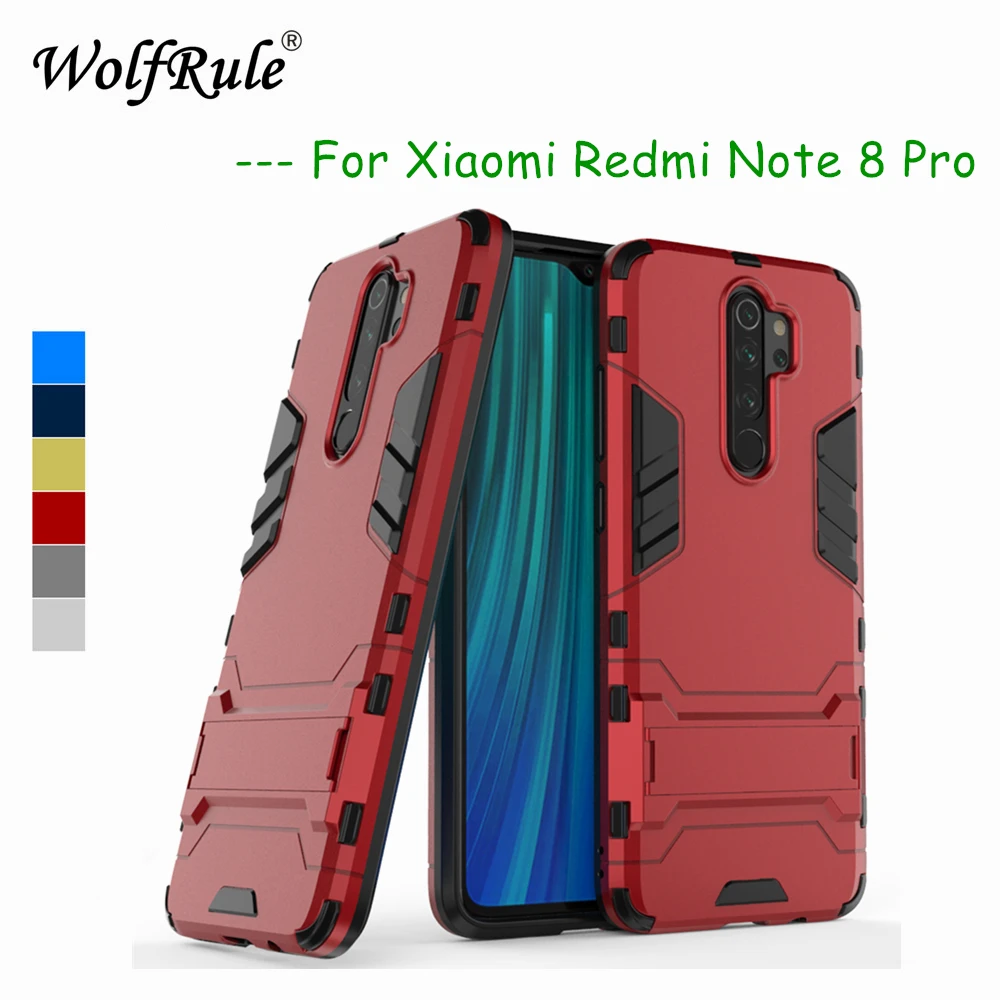 Чехлы для Redmi Note 8 Pro мягкий силиконовый + пластиковый чехол с подставкой Xiaomi
