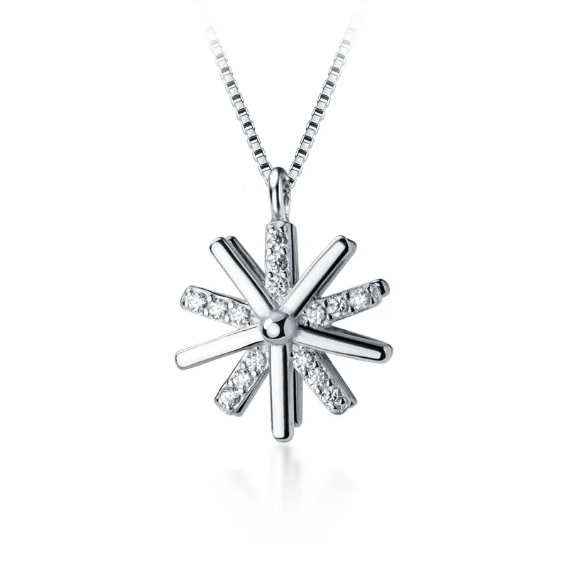 

100% Real 925 Sterling Silver Geometry Windmill Pendant Necklace Fashion Jewelry For Women Girls Lady Gift D4078