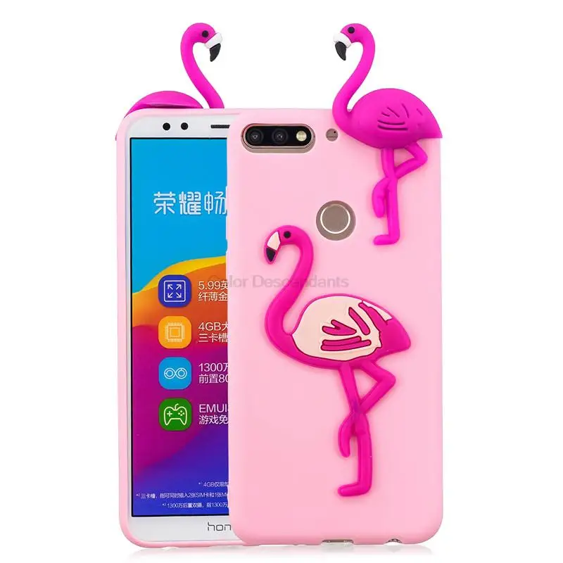 Милый 3D силиконовый чехол для телефона панда Единорог кактус чехлы Huawei Y7 2018 / Prime