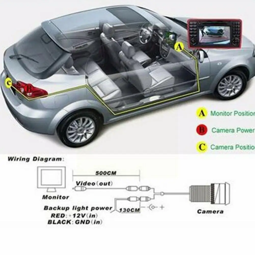 

Universal Car Rearview Camera HD Night Vision Reversing Parking Car Waterproof Camera Image Monitor Reversing Camera Auto H P0T5