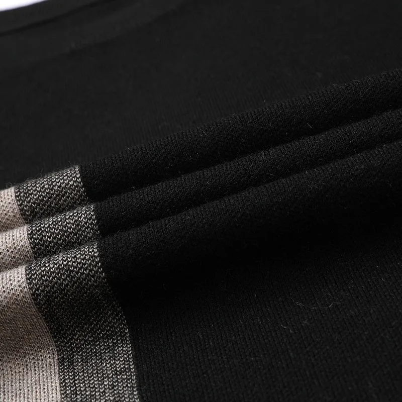 

Autumn and Winter Casual Pullover Men's Clothing Fashion High-end Brand Men's Knitted Black Wool Pullover Sweater Round Neck
