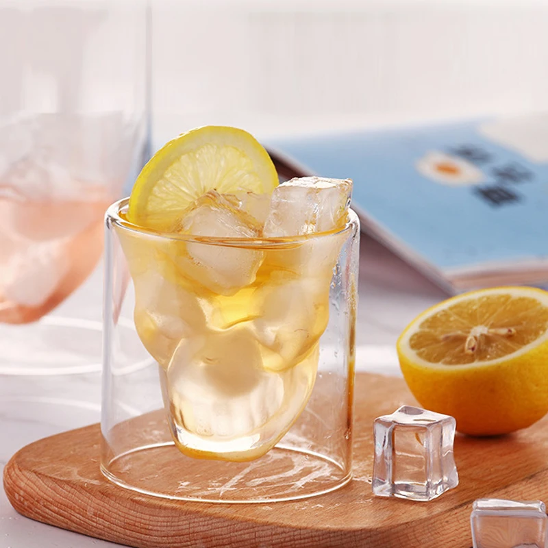 Двухслойный бокал для вина с черепом виски водки бренди кружки рисунком рома